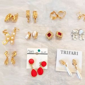 Earrings,  Bracelet,  no brand, silver, gold and red
